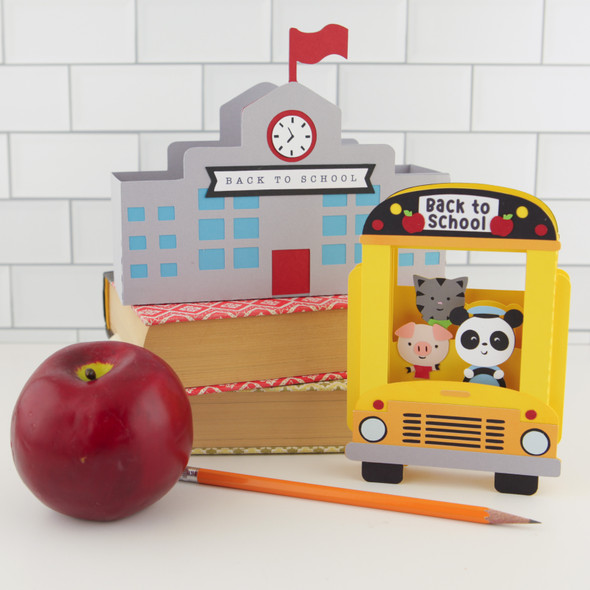 5x7 Shadow Box Card School Bus