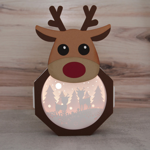 Lighted Shadowbox Decor Reindeer