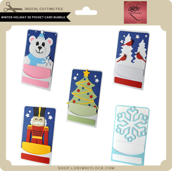 Winter Holiday 3D Pocket Card Bundle