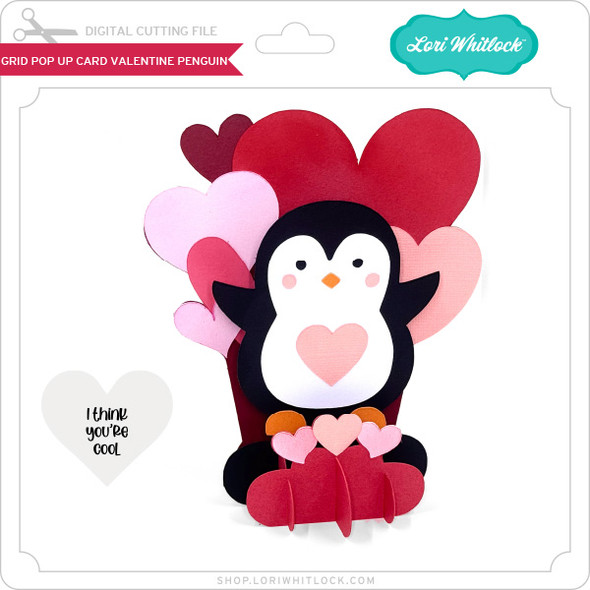 Grid Pop Up Card Valentine Penguin