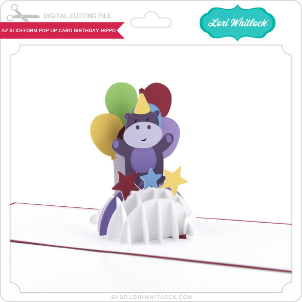 A2 Sliceform Pop Up Card Birthday Hippo