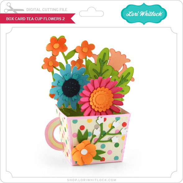 Box Card Teacup Flowers 2