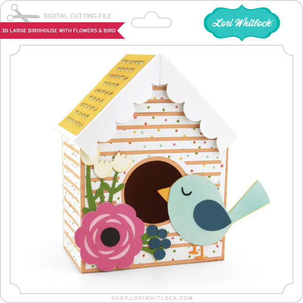 3D Large Birdhouse With Flowers And Bird