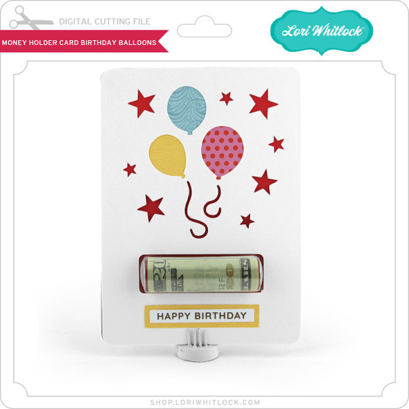 Money Holder Card Birthday Balloons