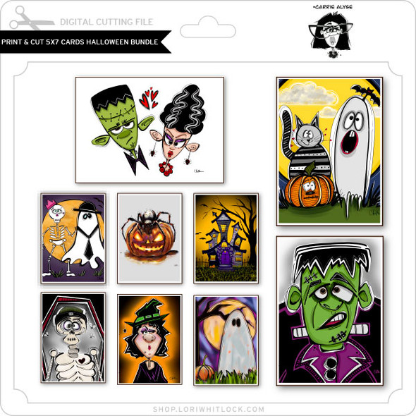 Print And Cut 5X7 Card Halloween Bundle