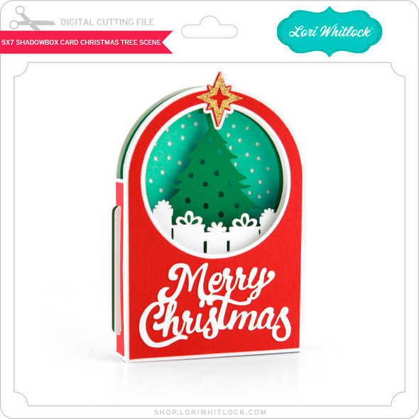 5x7 Shadowbox Card Christmas Tree Scene 5x7 Shadowbox Card Christmas Tree Scene