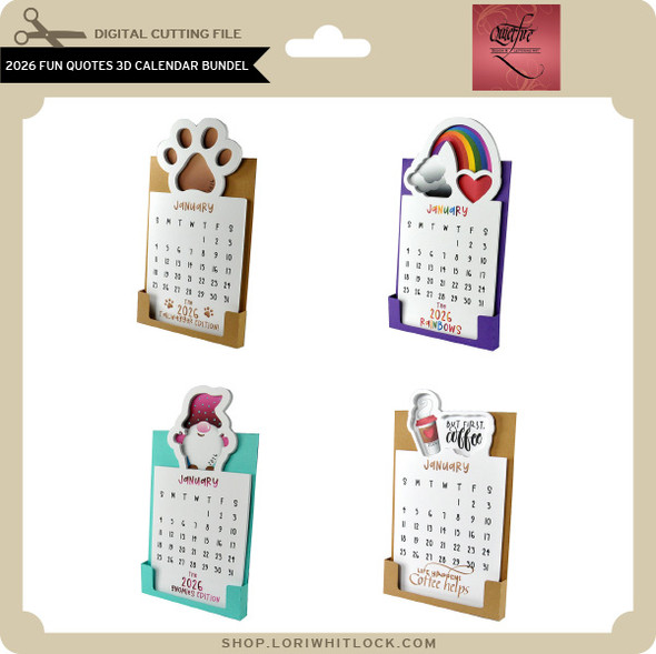 2026 Fun Quotes 3D Calendar Bundle