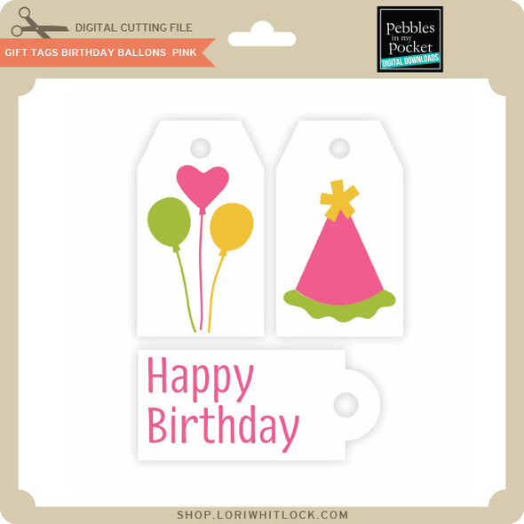 Gift Tags Birthday Balloons Pink