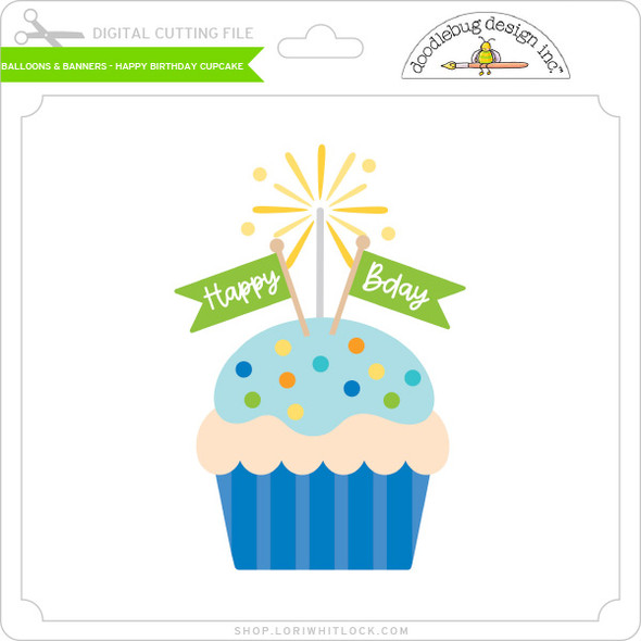 Balloons & Banners - Happy Birthday Cupcake