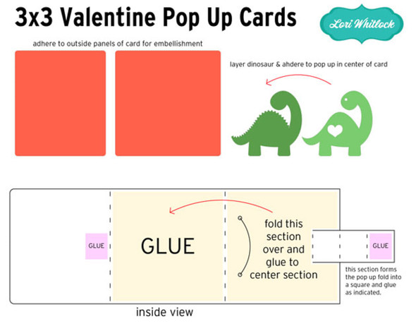 3x3 Valentine Pop Up Card Butterfly