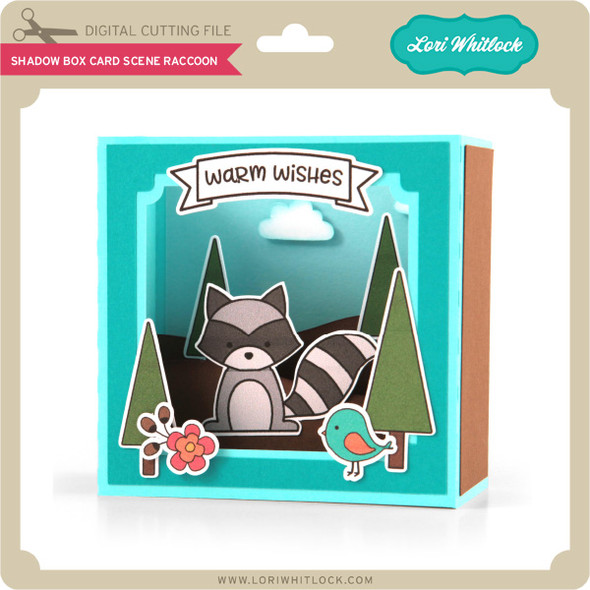 Shadow Box Card Scene Raccoon