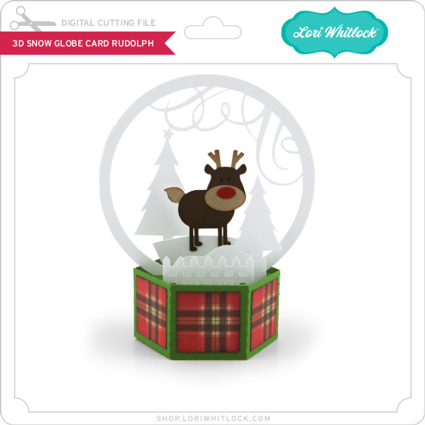 3D Snow Globe Card Rudolph