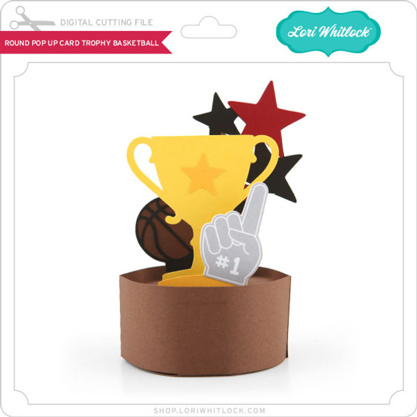 Round Pop Up Card Trophy Basketball