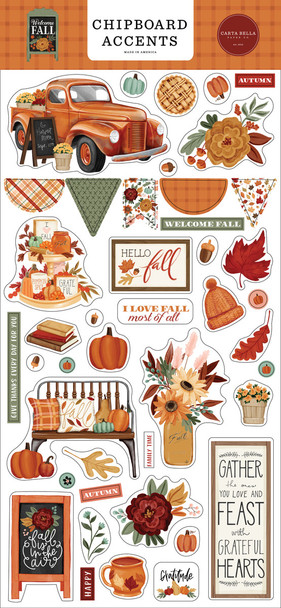 Welcome Fall 6x13 Chipboard Accents