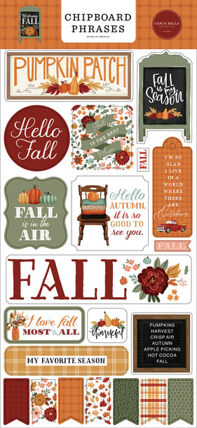 Welcome Fall 6x13 Chipboard Phrases