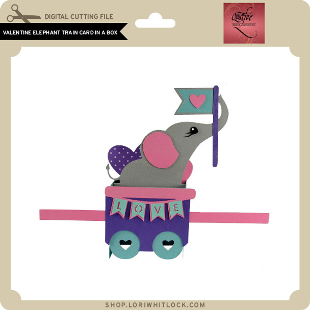 Valentine Elephant Train Car Card in a Box