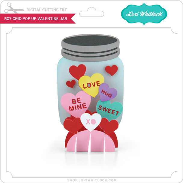 5x7 Grid Pop Up Card Valentine Jar