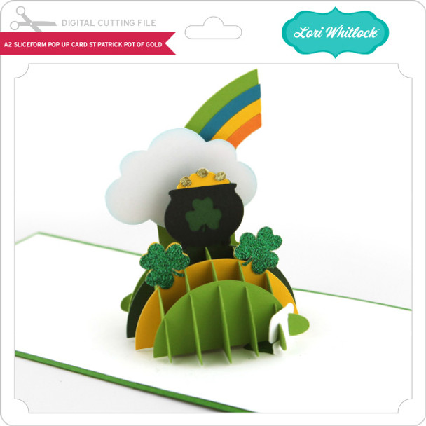 A2 Sliceform Pop Up Card St Patrick Pot of Gold