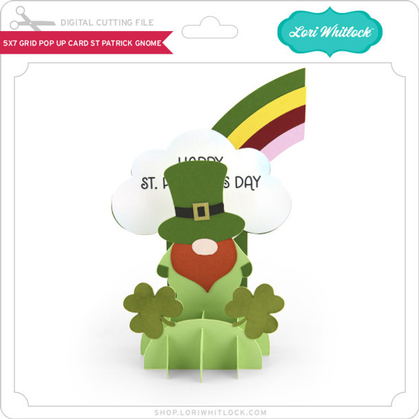 5x7 Grid Pop Up Card St Patrick Gnome