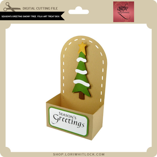 Season s Greeting Snowy Tree Folk Art Treat Box