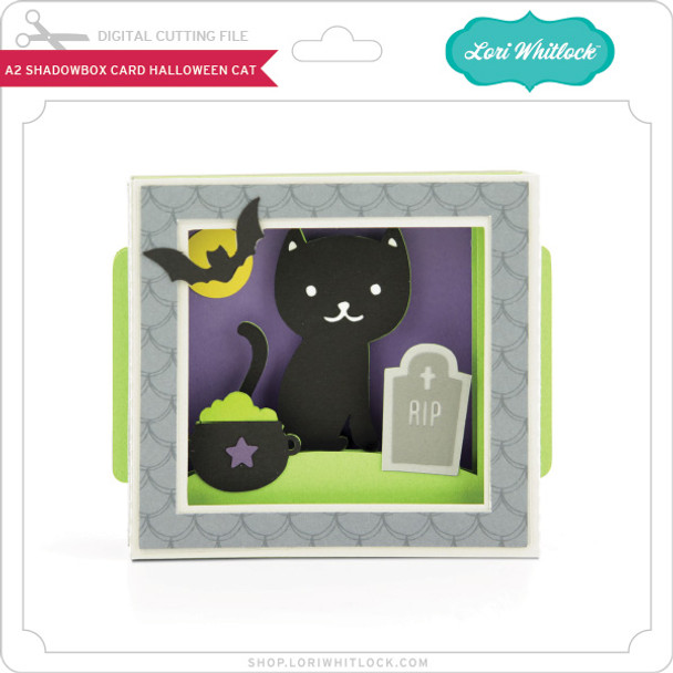 A2 Shadow Box Card Halloween Cat