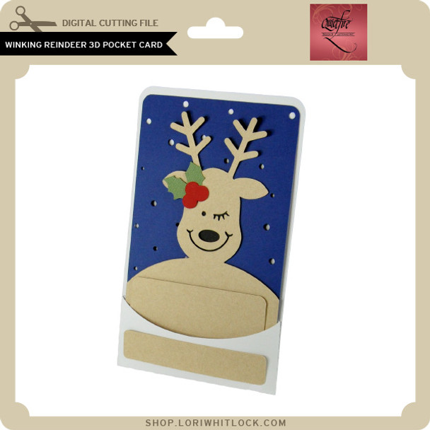 Winking Reindeer 3D Pocket Card