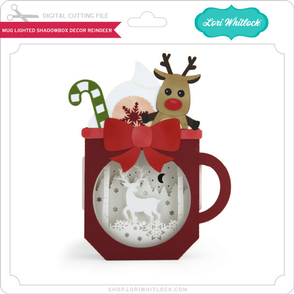 Mug Lighted Shadowbox Decor Reindeer