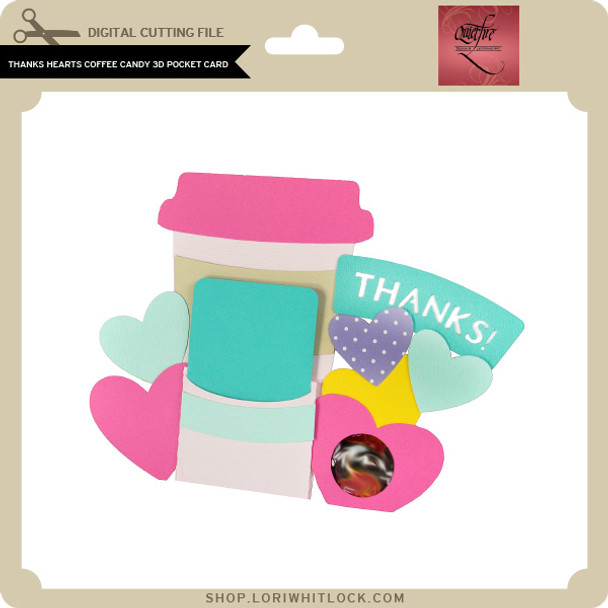 Thanks Hearts Coffee Candy 3D Pocket Card