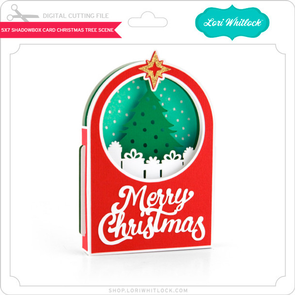 5x7 Shadowbox Card Christmas Tree Scene 5x7 Shadowbox Card Christmas Tree Scene