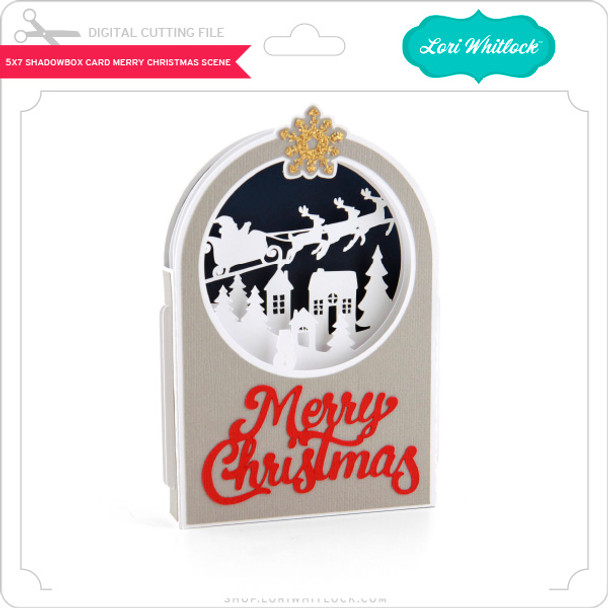 5x7 Shadowbox Card Merry Christmas Scene 5x7 Shadowbox Card Merry Christmas Scene