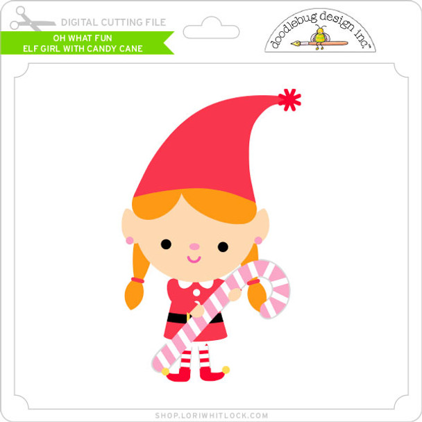 Oh What Fun - Elf Girl With Candy Cane