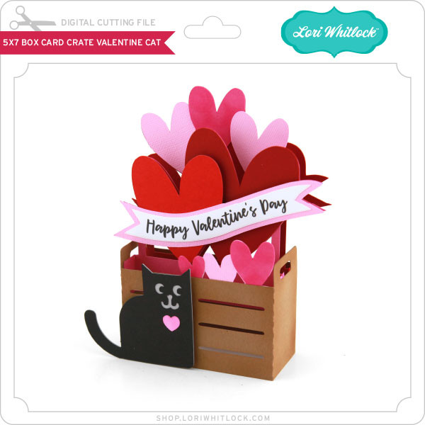 5x7 Box Card Crate Valentine Cat - Lori Whitlock's SVG Shop