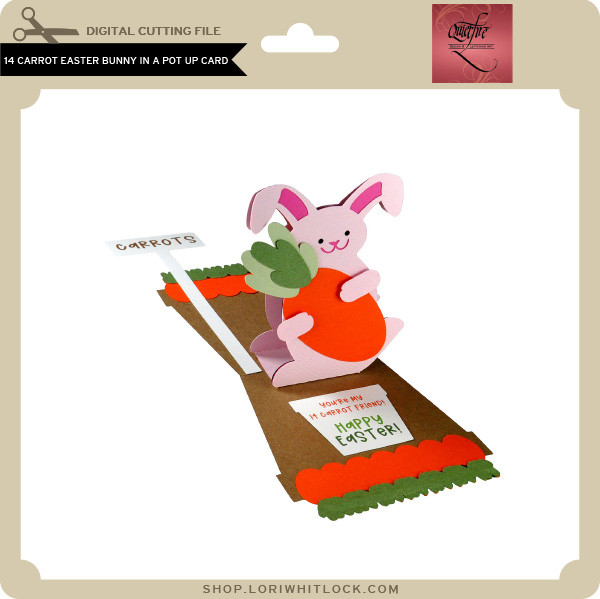 14 Carrot Easter Bunny in a Pot Pop Up Card