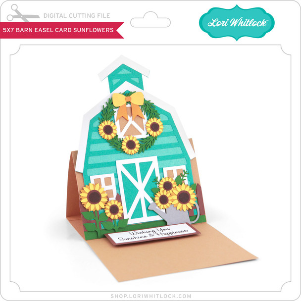 5X7 Barn Easel Card Sunflowers