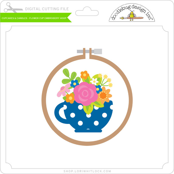 Cupcakes & Candles - Flower Cup Embroidery Hoop