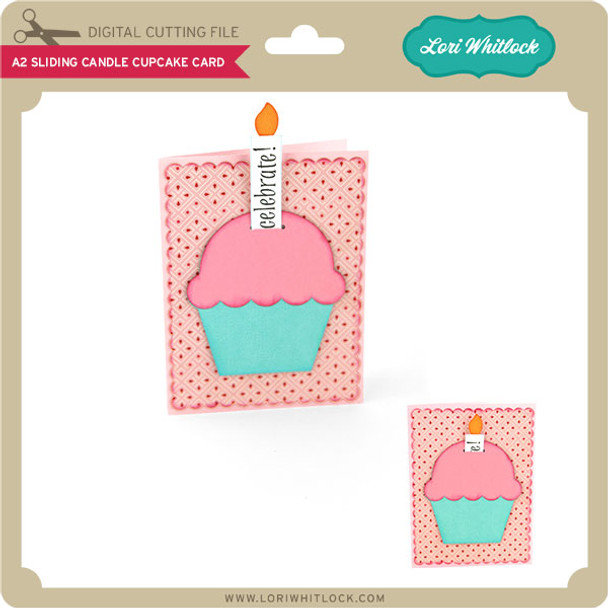 A2 Sliding Candle Cupcake Card