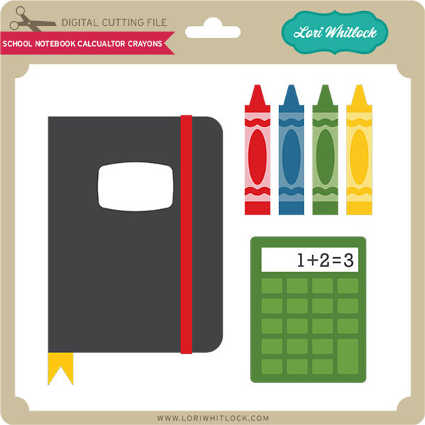 School Notebook Calculator Crayons