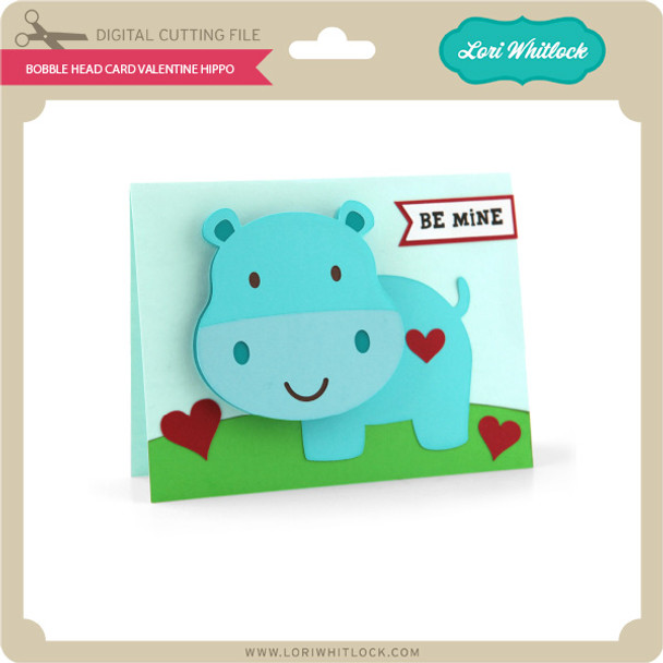 Bobble Head Card Valentine Hippo