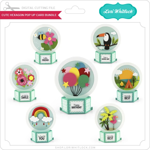 Cute Hexagon Pop Up Card Bundle - Lori Whitlock's SVG Shop