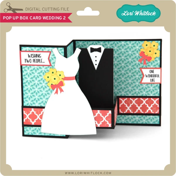 Pop Up Box Card Wedding 2 - Lori Whitlock's SVG Shop