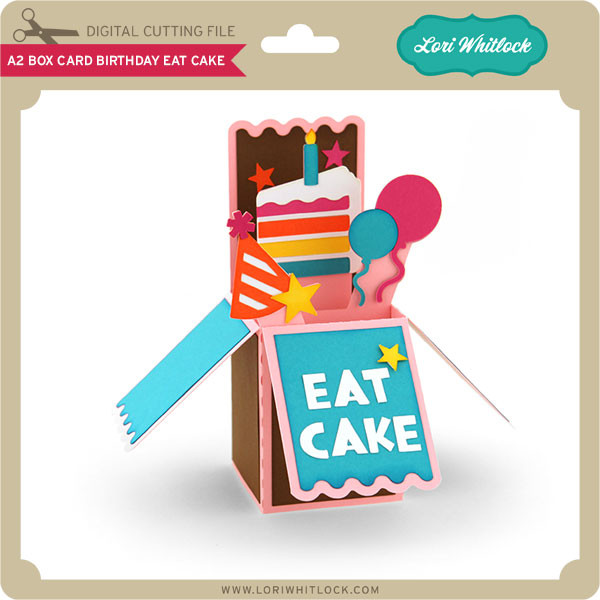 A2 Box Card Birthday Eat Cake Lori Whitlock's SVG Shop