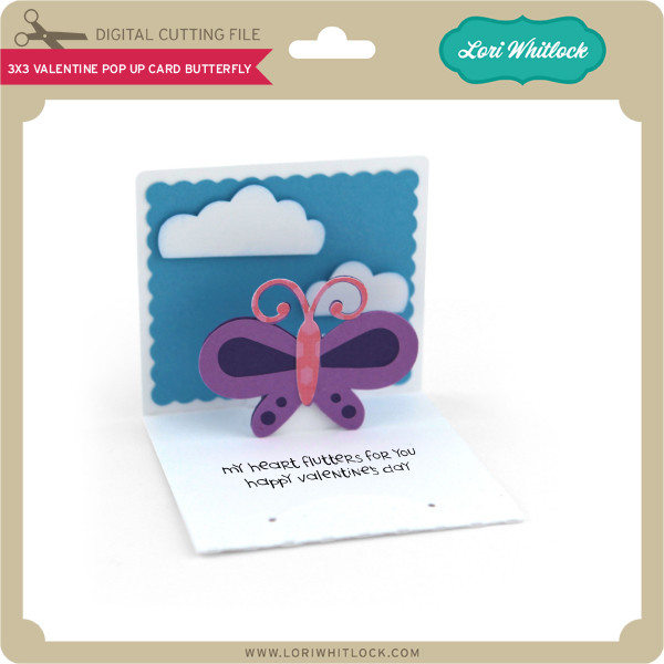 3x3 Valentine Pop Up Card Butterfly - Lori Whitlock's SVG Shop