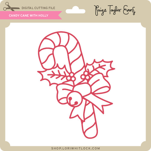Candy Cane with Holly - Lori Whitlock's SVG Shop