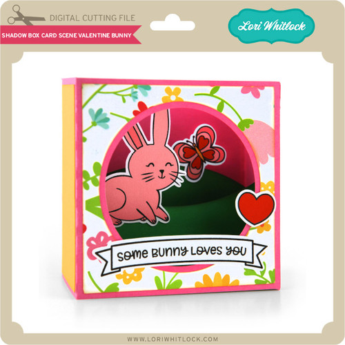 Shadow Box Card Scene Valentine Bunny - Lori Whitlock's SVG Shop