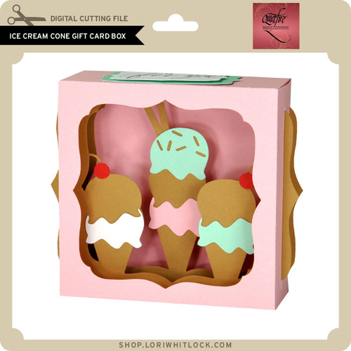 Ice Cream Cone Gift Card Box Lori Whitlock's SVG Shop