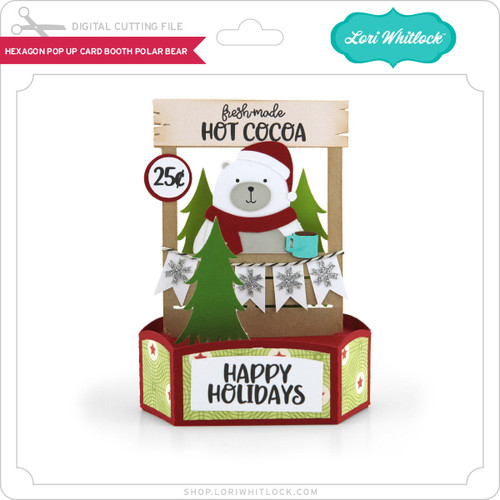 Hexagon Pop Up Card Booth Polar Bear - Lori Whitlock's SVG Shop