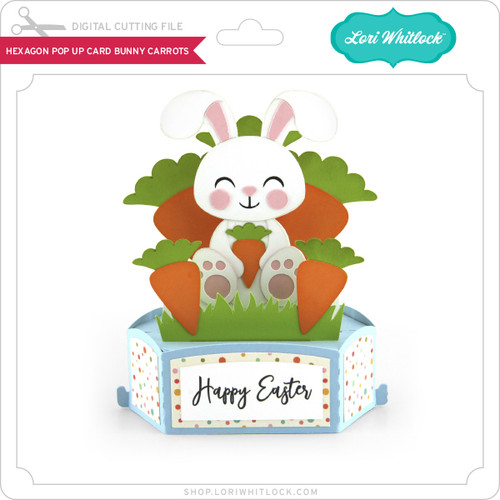 Hexagon Pop Up Card Bunny Carrots - Lori Whitlock's SVG Shop