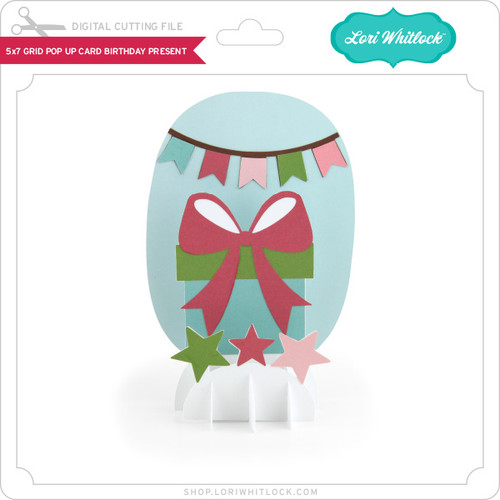 5x7 Grid Pop Up Card Birthday Present - Lori Whitlock's SVG Shop