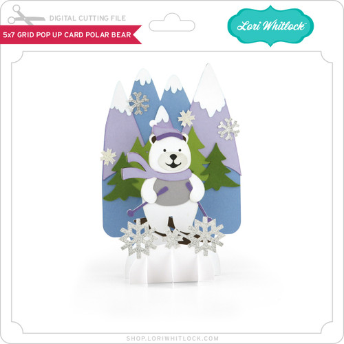 5x7 Grid Pop Up Card Polar Bear - Lori Whitlock's SVG Shop
