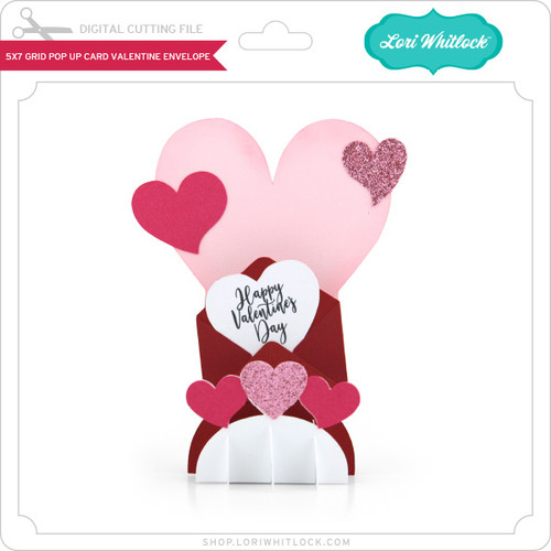 5x7 Grid Pop Up Card Valentine Envelope - Lori Whitlock's SVG Shop